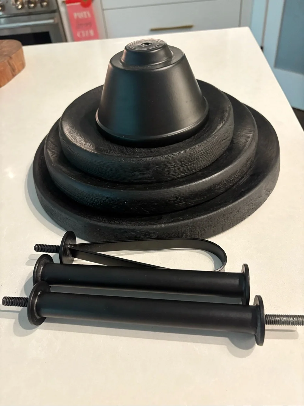 Three-Tier Black Wood Serving Stand